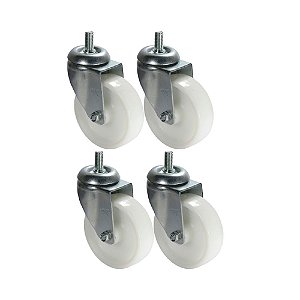KIT 4 UN RODA RODÍZIO GIRATÓRIO ROSCA NYLON 5 POL 130MM