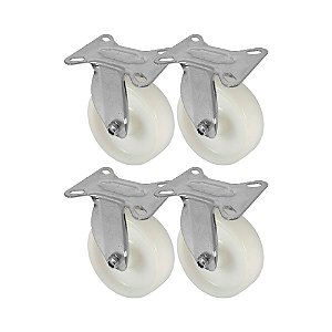 KIT 4 UN RODA RODÍZIO FIXO NYLON 5 POLEGADAS 130MM FRIGORÍFICO