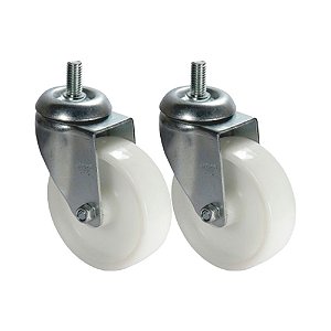 KIT 2 UN RODA RODÍZIO GIRATÓRIO ROSCA NYLON 5 POL 130MM