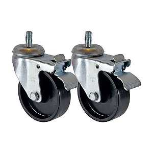 KIT 2 UN RODA RODÍZIO GIRATÓRIO ROSCA FREIO POLIPROPILENO 4"
