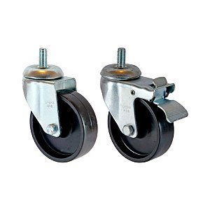 KIT 2 UN RODA RODÍZIO ROSCA GIRATÓRIO TRAVA POLIPROPILENO 4"