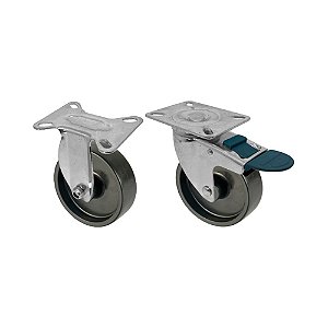 KIT 2 UN RODA RODÍZIO FIXO GIRATÓRIO FREIO POLIPROPILENO 4"