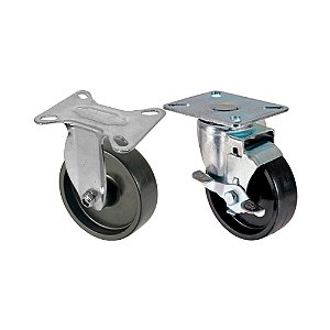 KIT 2 UN RODA RODÍZIO FIXO GIRATÓRIO FREIO POLIPROPILENO 4"