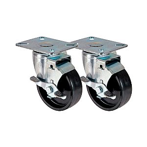KIT 2 UN RODA RODÍZIO GIRATÓRIO FREIO POLIPROPILENO 5 POLEGADAS