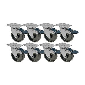 KIT 8 UN RODA RODÍZIO GIRATÓRIO FREIO TRAVA POLIPROPILENO 4"