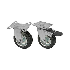 KIT 2 UN RODA RODÍZIO FIXO GIRATÓRIO FREIO BORRACHA MACIÇA 4