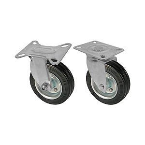KIT 2 UN RODA RODÍZIO FIXO E GIRATÓRIO BORRACHA MACIÇA 3 POLEGADAS