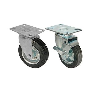 KIT 2 UN RODA RODÍZIO GIRATÓRIO FREIO BORRACHA MACIÇA 3 POLEGADAS