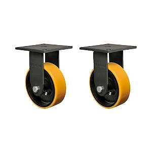 KIT 2 UN RODA RODÍZIO FIXO 8" PU MOLDADO FERRO FMX82PE 900KG