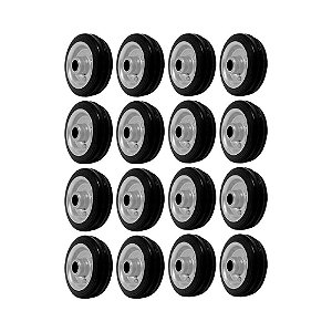 KIT 16 UN RODA 312 MACIÇA BORRACHA 3 POL 40KG P/ RODÍZIO