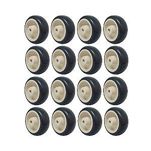 KIT 16 UN RODA BORRACHA TERMOPLÁSTICA 3 POL 70KG P/ RODÍZIO