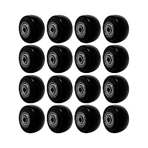KIT 16 UN RODA PVC PRETO 1.5/8 POL 40KG P/ RODÍZIO