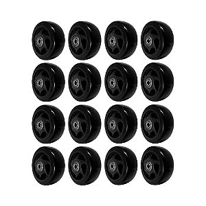 KIT 16 UN RODA PVC PRETO 4 POL 100KG P/ RODÍZIO