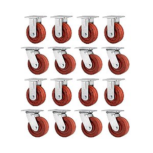 KIT 16 UN RODÍZIO RODA FIXO GIRATÓRIO CELERON MARROM 5 127MM