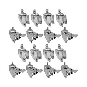 KIT 16 UN SUPORTE GARFO GIRATÓRIO ROSCA FREIO 5POL P/RODÍZIO