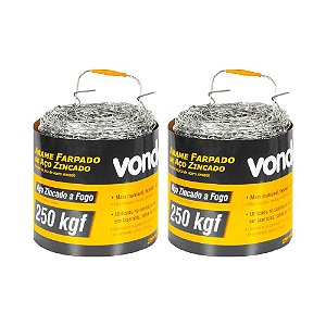 KIT 2 UN ARAME FARPADO ZINCADO VONDER ROLO 100 METROS 250KGF