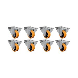 KIT 8 UN RODÍZIO RODA FIXO 3" PU MOLDADO FERRO FL312PN 170KG