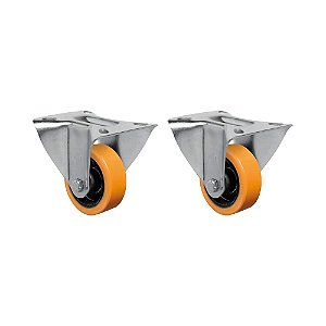 KIT 2 UN RODÍZIO RODA FIXO 3" PU MOLDADO FERRO FL312PN 170KG