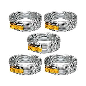 KIT 5 UN ARAME GALVANIZADO COMERCIAL VONDER 20 BWG ROLO 1KG