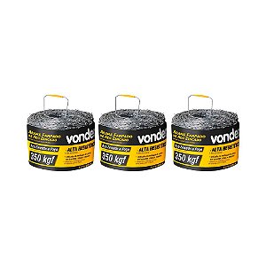 KIT 3 UN ARAME FARPADO ZINCADO VONDER ROLO 250 METROS 350KGF