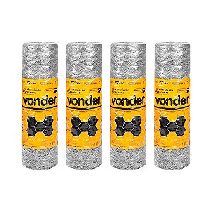 KIT 4 UN TELA MANGUEIRÃO HEXAGONAL VONDER 1,00X50M BWG 16