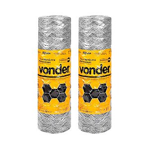 KIT 2 UN TELA MANGUEIRÃO HEXAGONAL VONDER 1,00X50M BWG 16