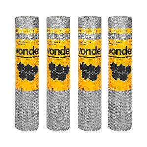 KIT 4 UN TELA GALINHEIRO HEXAGONAL VONDER 1,80X50M BWG 18