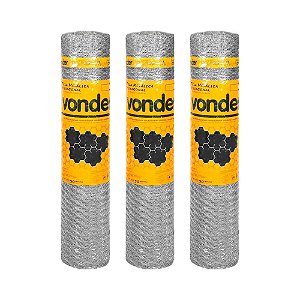 KIT 3 UN TELA GALINHEIRO HEXAGONAL VONDER 1,80X50M BWG 18