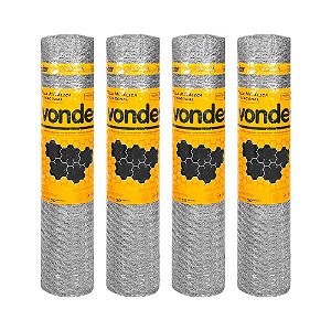 KIT 4 UN TELA PINTEIRO HEXAGONAL VONDER 1,00X50M BWG 22