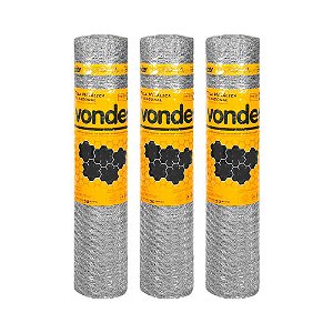 KIT 3 UN TELA PINTEIRO HEXAGONAL VONDER 1,00X50M BWG 22