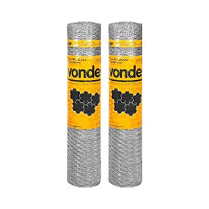 KIT 2 UN TELA PINTEIRO HEXAGONAL VONDER 1,00X50M BWG 22