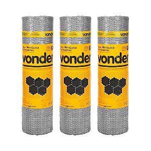 KIT 3 UN TELA VIVEIRO PÁSSAROS VONDER 0,60X50M BWG 24