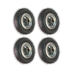 KIT 4 UN RODA CARGO SPEED 4.00-8 ROL.ESFERA 1" 200KG 4 LONAS