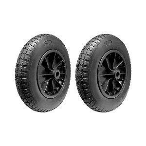 KIT 2UN RODA MACIÇA PU 3.25-8 ROL.ROLETE1" ARO PLÁSTICO 80KG