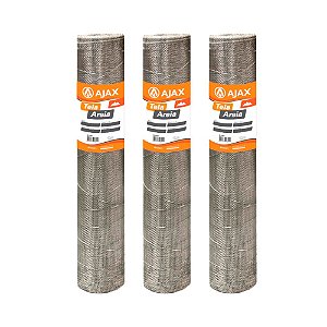 KIT 3 UN TELA AREIA ARAME GALVANIZADO BWG 28 1,00X12,5M
