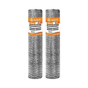 KIT 2 UN TELA GALINHEIRO ARAME GALVANIZADO BWG 23 1,80X50M
