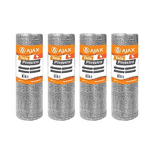 KIT 4 UN TELA PINTEIRO ARAME GALVANIZADO BWG 24 1,00X50M