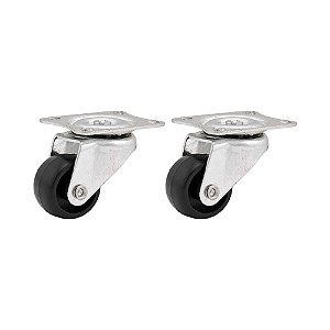 KIT 2 UN RODÍZIO RODA GIRATÓRIO PVC PRETA 1 25MM 10KG LEVE