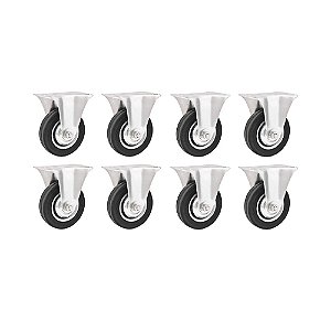 KIT 8 UN RODÍZIO RODA FIXO BORRACHA PRETA 8 203MM