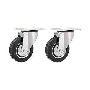 KIT 2 UN RODÍZIO GIRATÓRIO BORRACHA PRETA 8 203MM