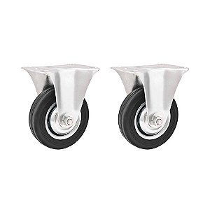 KIT 2 UN RODÍZIO RODA FIXO BORRACHA PRETA 5" 127MM