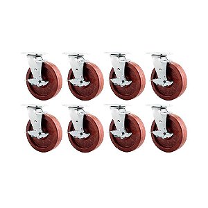 KIT 8 UN RODÍZIO GIRATÓRIO FREIO CELERON MARROM 8" 203MM