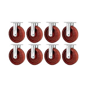 KIT 8 UN RODÍZIO RODA FIXO CELERON MARROM 8" 203MM 600KG