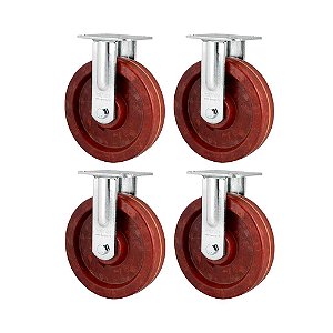 KIT 4 UN RODÍZIO RODA FIXO CELERON MARROM 8" 203MM 600KG