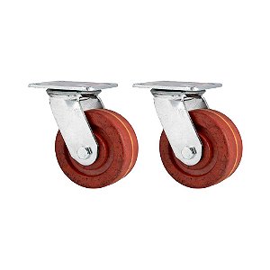 KIT 2 UN RODÍZIO RODA GIRATÓRIO CELERON MARROM 5 127MM 300KG