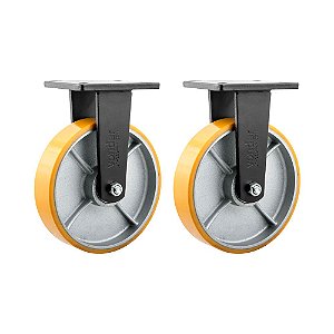 KIT 2 UN RODÍZIO RODA FIXO POLIURETANO 8" 203MM