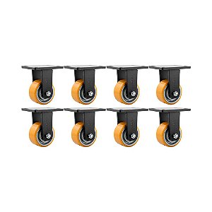 KIT 8 UN RODÍZIO RODA FIXO POLIURETANO 4" 101MM