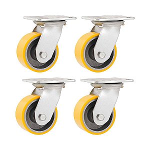KIT 4 UN RODÍZIO RODA GIRATÓRIO POLIURETANO 8" 203MM