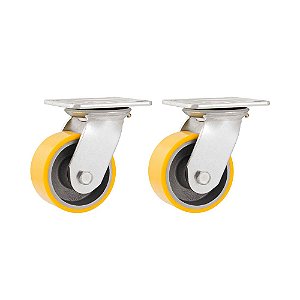 KIT 2 UN RODÍZIO RODA GIRATÓRIO POLIURETANO 8" 203MM