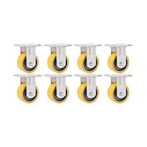 KIT 8 UN RODÍZIO RODA FIXO POLIURETANO FERRO 4 101MM 200KG